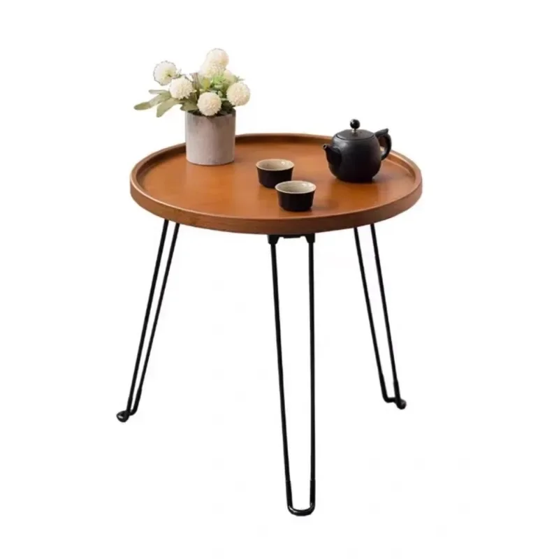 Folding Bamboo Wood Coffee Table Circular Home Creative Design Balcony Mini Decorative Table Portable Leisure Home Placement