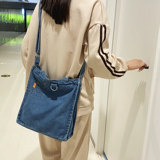 Denim Shoulder Bags For Women 2022 Student Messenger Bag Y2K Jeans