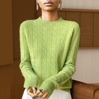 Autumn And Winter New Fashion 100% Pure Wool Sweater Crew Neck Long Sleeve Pullover Sweater Women's Clothing Korean Pop topWQ712 - Image 6