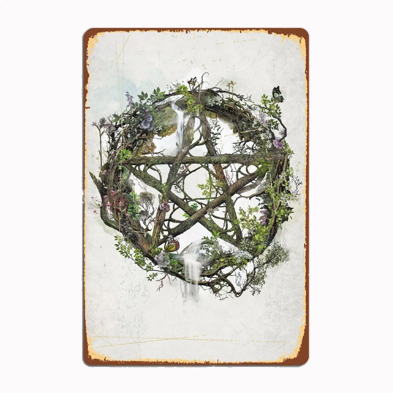 

Tarot The Pentagram Naturally Wiccan Vintage Warning Signs Home Restaurant Bar Cafe Wall Garage Decor Hanging Plaque Decoration