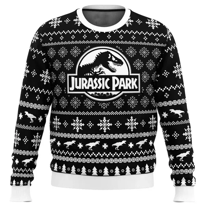 Jurassic Park Dinosaurs Merry Christmas Clothing Gifts Santa Claus sweaters Men's and women's hoodies 3D Autumn and Winter Party