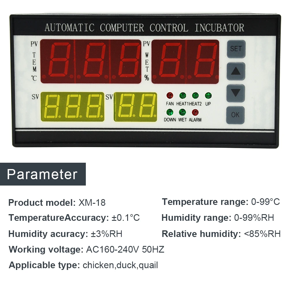 220V XM-18 Controller Hatchery Machine Digital Temperature Humidity Automatic Incubator Controller Egg Brooder Accessories
