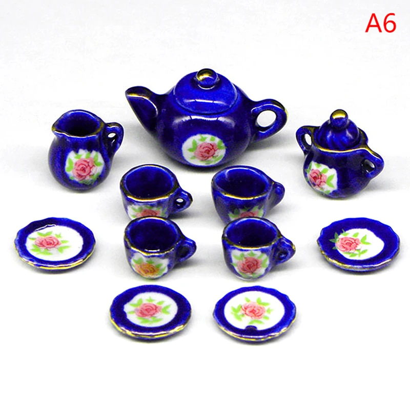 

Новинка, набор миниатюрных фарфоровых чайных чашек 1:12 для кукольного домика, посуда с цветами, кухонная мебель, игрушки для детей, чайные чашки, кукольный домик