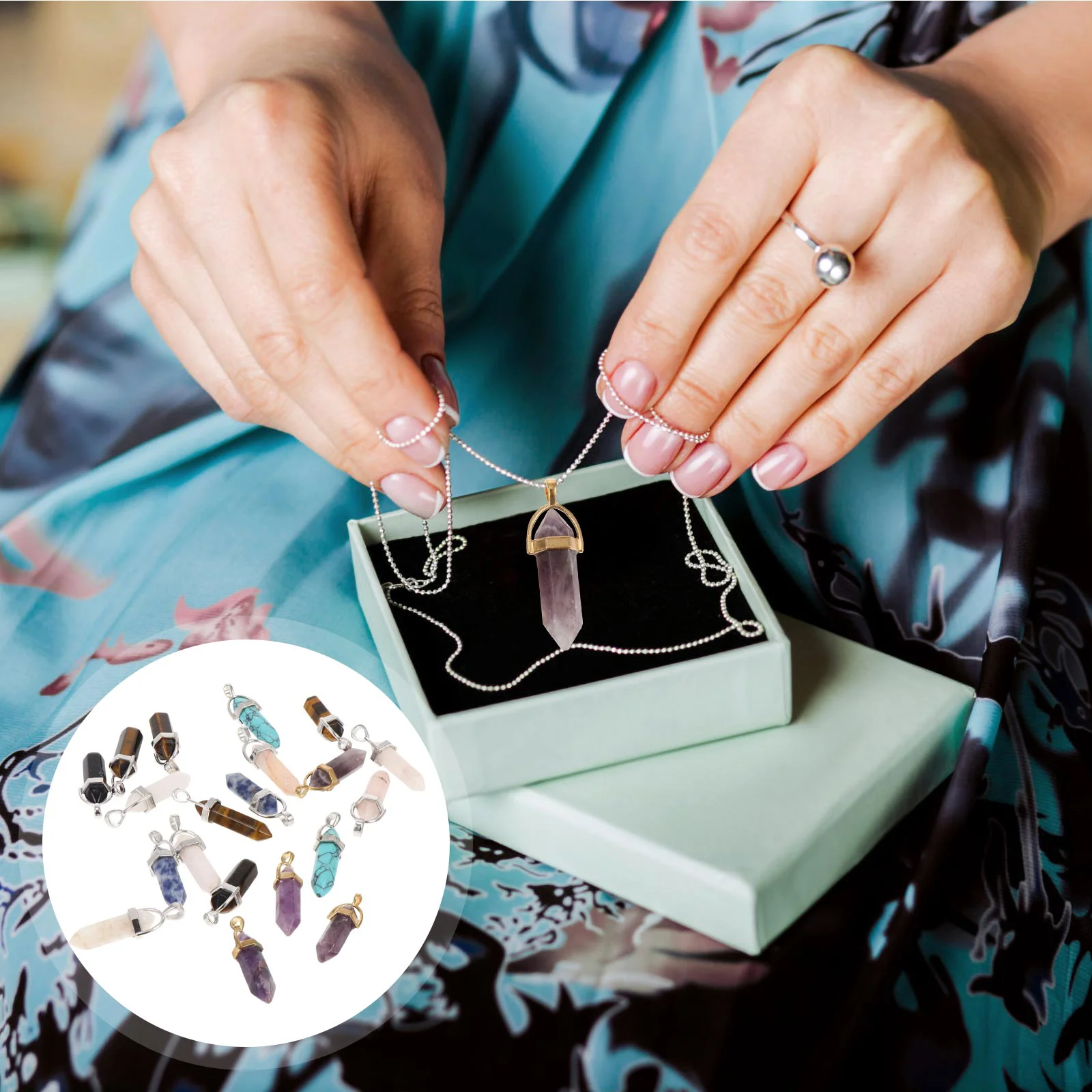 

20 шт., кристаллы в форме пули для подвесок, ожерелий, браслетов, поставка «сделай сам» (разные цвета)