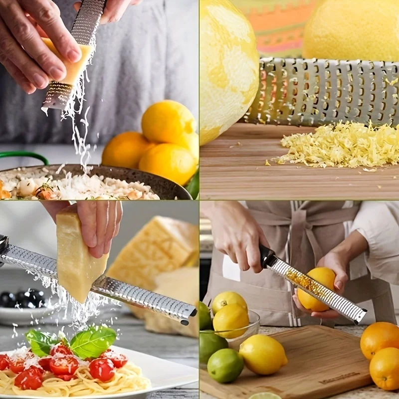 Cheese Grater Lemon Zester Grater Kitchen Grater 1pc Stainless Steel Multi Purpose Lemon Zester and Cheese Grater Effortless Ginger Shredding Vegetable Food Grating Kitchen Tool