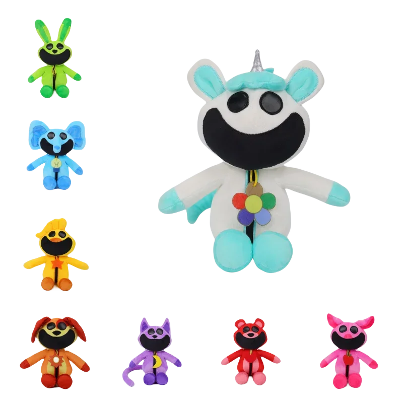 

Horror Smiling Animal Series Plush Doll Big Mouth Purple Cat Green Rabbit Red Bear Blue Elephant Plush Ornaments Toy Gifts