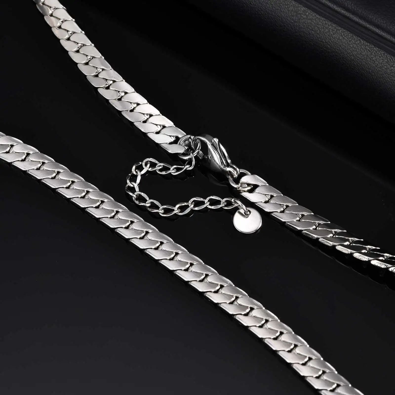 Collana Uomo Cubana Catena Argento Acciaio Inossidabile Lunghezza 6/10/12mm Gioielli Hip-Hop