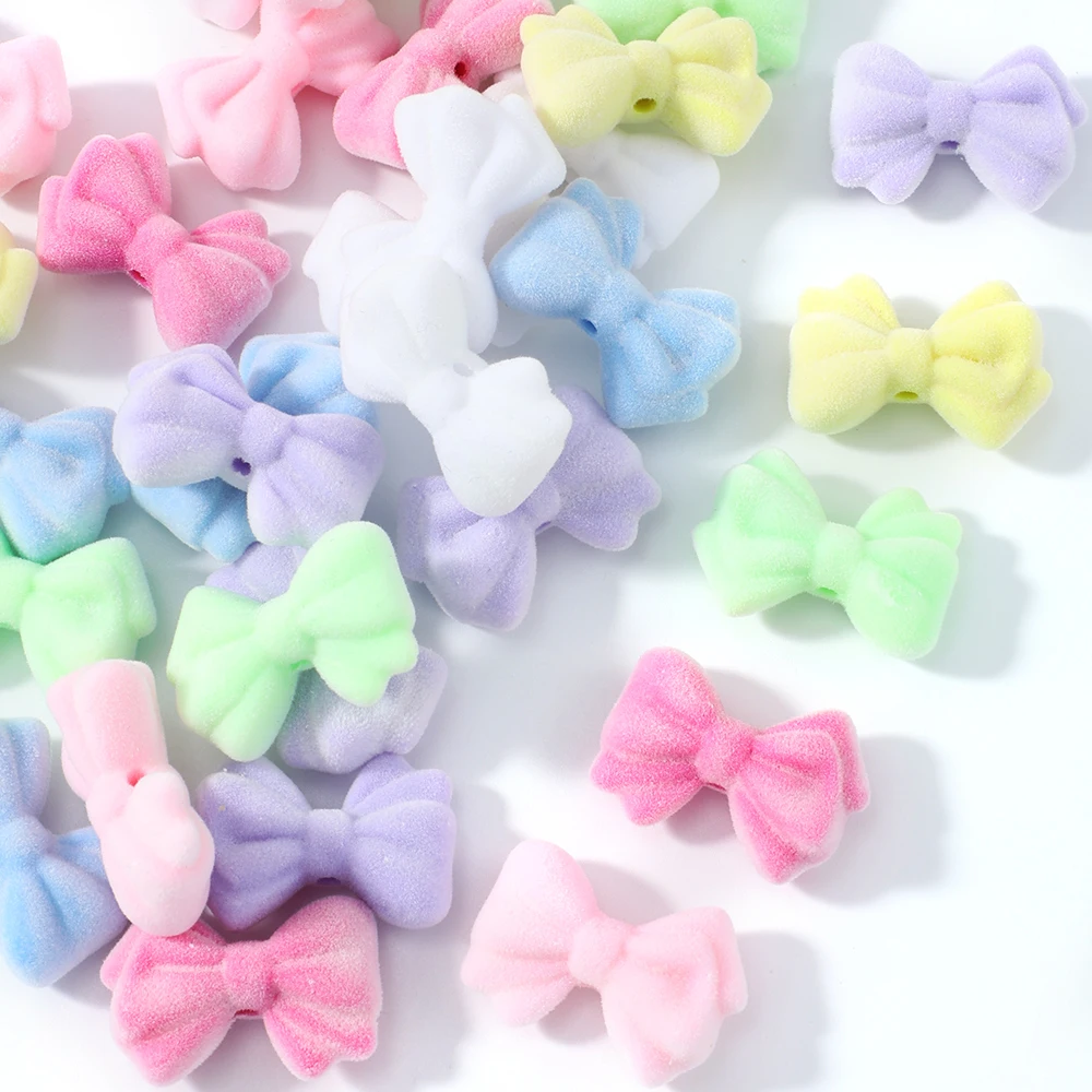 10 stücke 21*31mm Candy Farbe Beflockung Handwerk Acryl Perlen Bogen Form Lose Spacer Perlen Für Schmuck Machen DIY Armband Neckalce