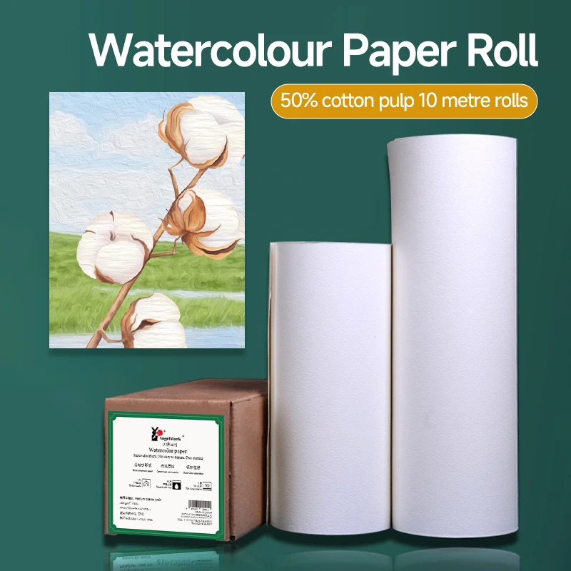 

AngelMark Watercolor Paper Roll 300g Academy Art Paper for Watercolor Gouache Ink Acrylic Professional Paper Half Cotton White