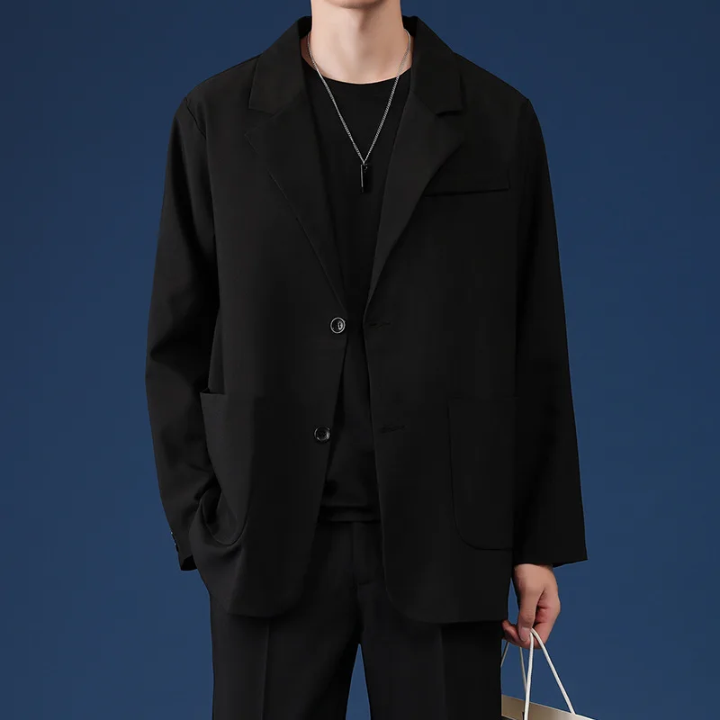 Tanie Blazer mężczyźni Oversized, wiosenny jesień koreański mody garnitur Casual kurtka Streetwear ubrania sklep