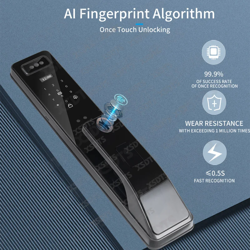 Tuya 3D Face Real-time Intercom Smart Door Lock Security Camera Intelligent Fingerprint Password Biometric Electronic Key Unlock images - 6