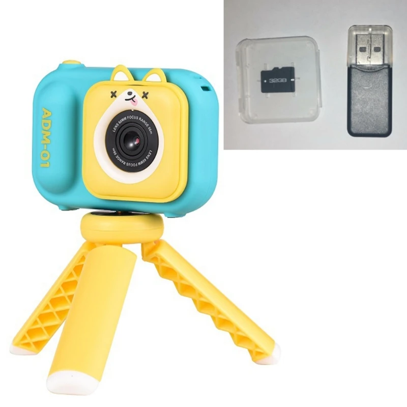 Safe and Portable Cartoon Children's Camera with Soft Silicone 32GB Memory Card for Outdoor Adventures
