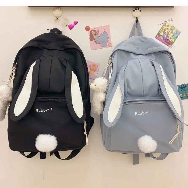 Japanese Girl Ins Schoolbag Female Student Korean Version Large Capacity Backpack Super Fire Lovely Rabbit Backpack cool everyday backpacks