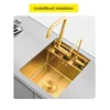 304 Stainless Steel  Gold Nano Handmade kitchen Bar Counter Sink Cover hidden Single Kitchen Sink Small Size Kitchen Sinks 6