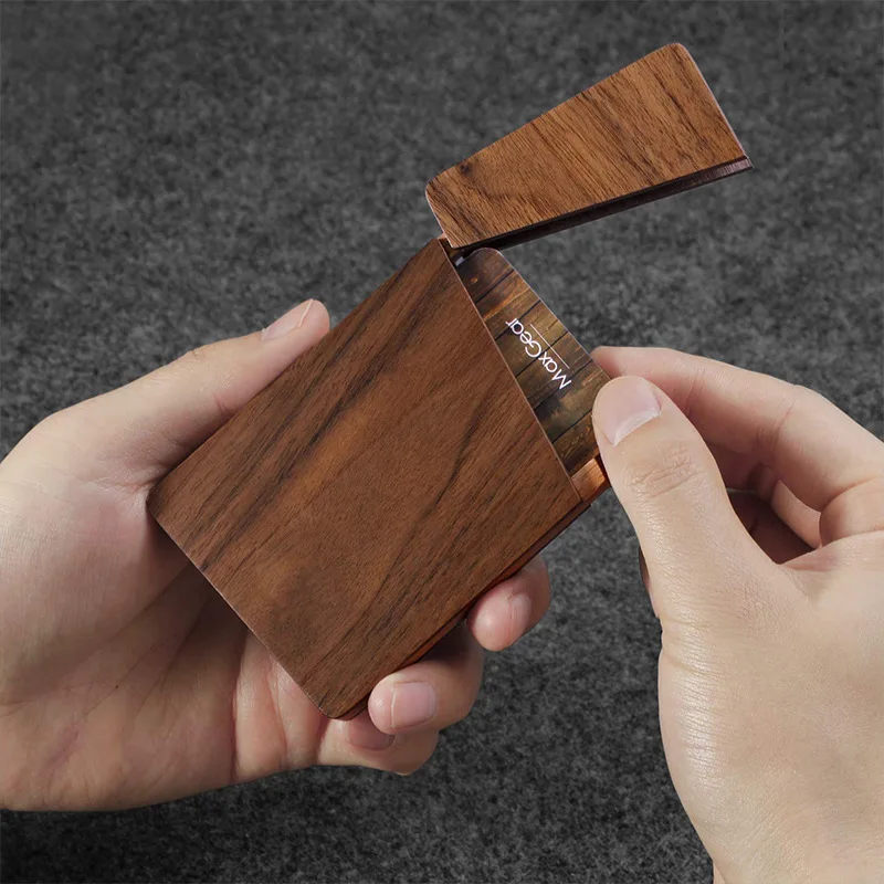 Wooden Business Card Case Portable Solid Wood Pocket Men Women Casual Business Pocket Card Holder Case Organizer 4