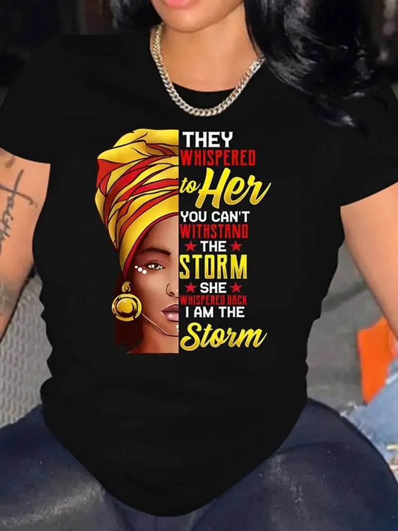 

Футболка Y2k с коротким рукавом, черная рубашка с надписью «Историю месяца», футболка для африканской женщины, «I Am The Storm», Креативная одежда, новинка, футболки в стиле Харадзюку