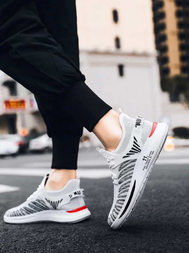 Scarpe da uomo Scarpe da tennis Scarpe da ginnastica Tessuto Mesh Assorbimento degli urti Calzature versatili e imbottite_voghion.com