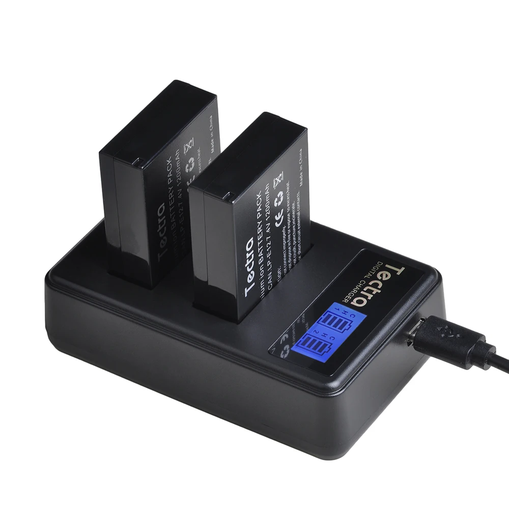 Batteria 1200Mah Lp-E12 Lpe12 + Caricatore Doppio Lcd Per Fotocamera Canon Powershot Sx70Hs, Eos M, Eos M2, M10, M50, M100
