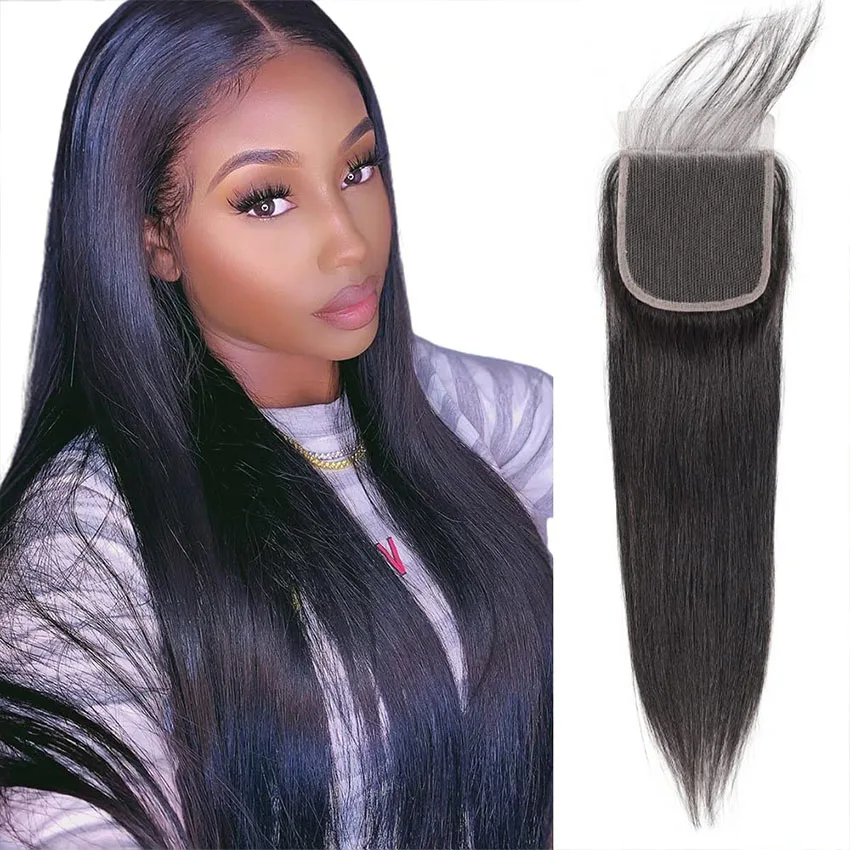 

12A Straight 4x4 HD Lace Closure Free Part Hand Tied Swiss Lace Closure 100% Unprocessed Human Hair Transparent Lace Closures