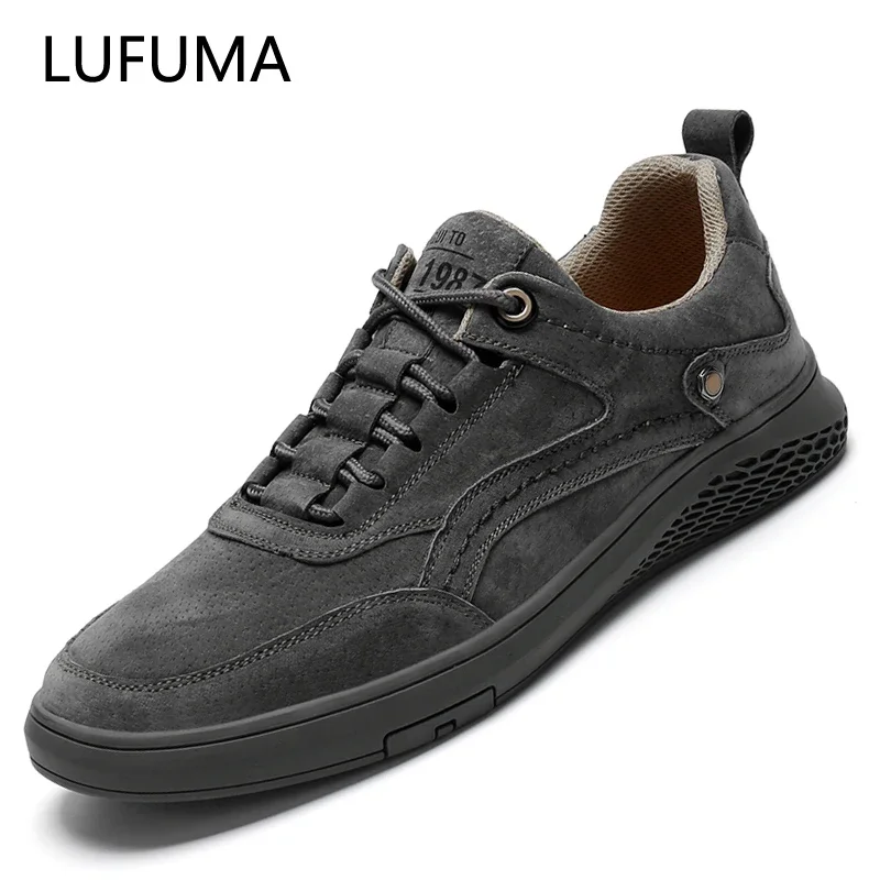 Mens Shoes Genuine Leather Casual Breathable Autumn Lace Up Loafers Outdoor Oxfords Sneakers