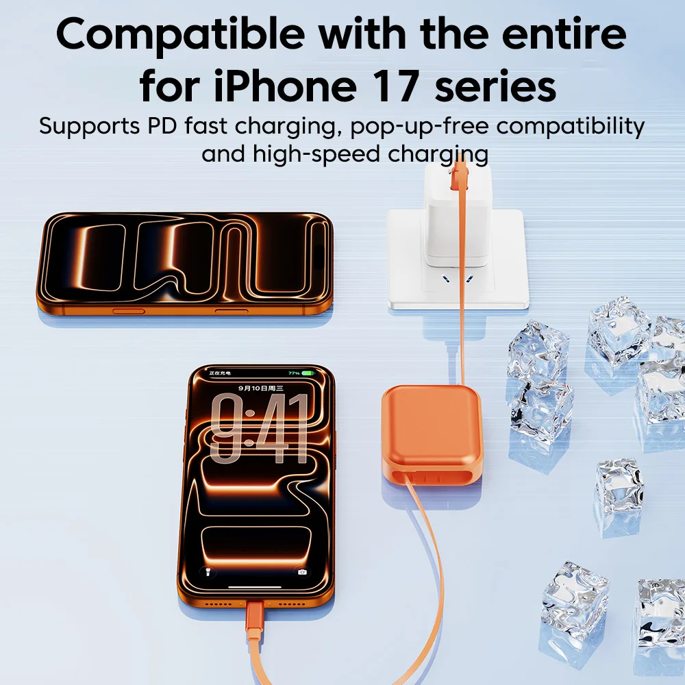 맥북 아이패드용 접이식 240W USB C 케이블, 아이폰 17 16 15 프로 맥스용 고속 충전 케이블, 삼성 USB C to USB C 데이터 케이블