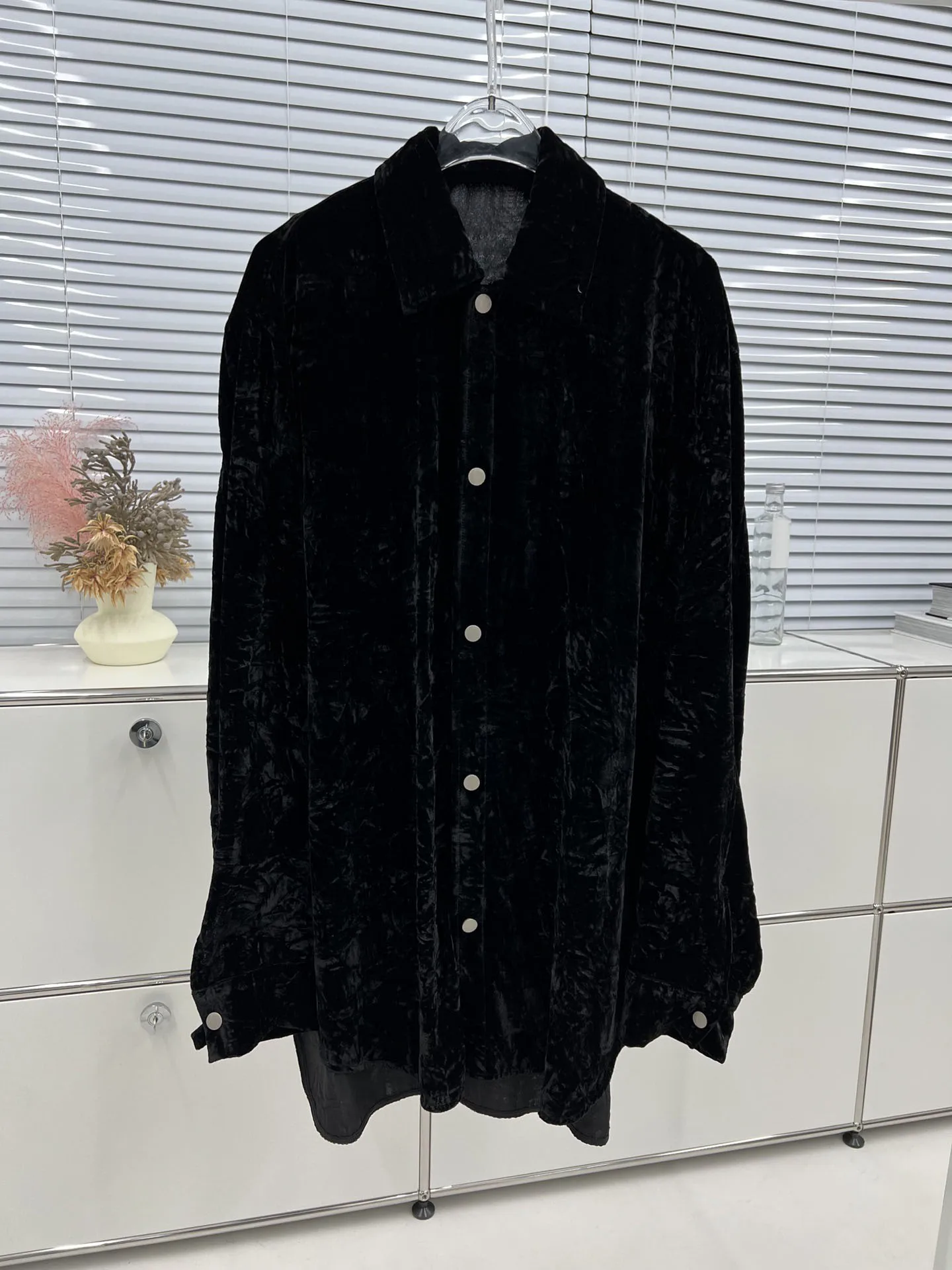 

Velvet shirt heavy industry crimping process loose version casual fashion 2023 summer new style 0317