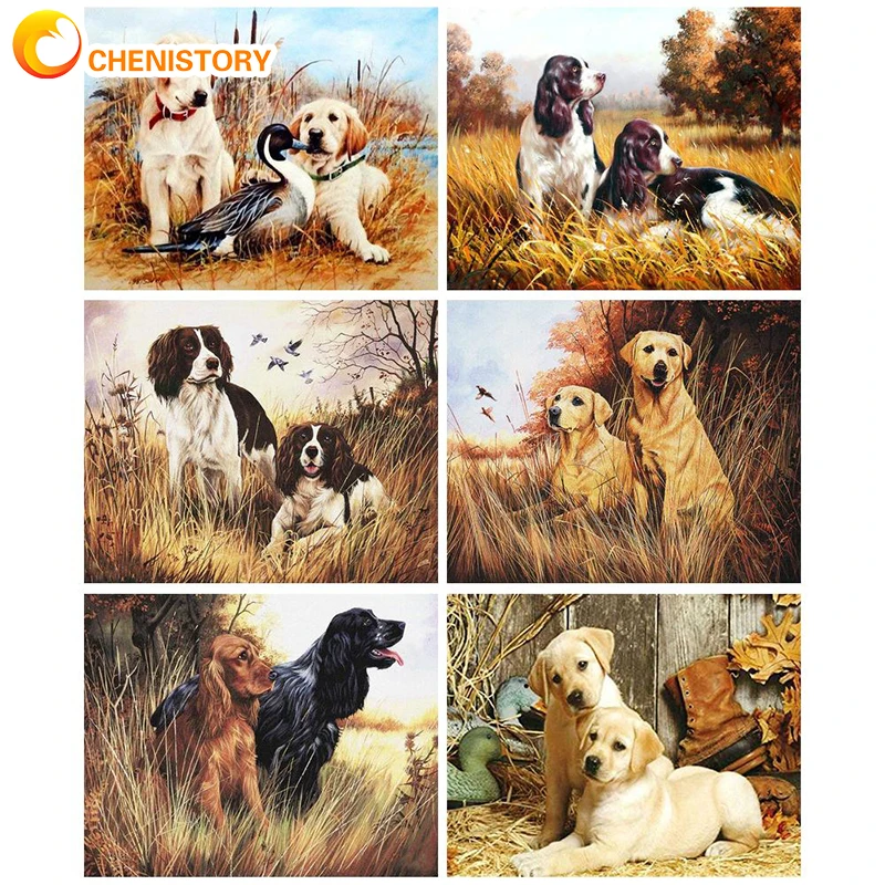 

Набор для рисования по номерам на холсте, с собаками
