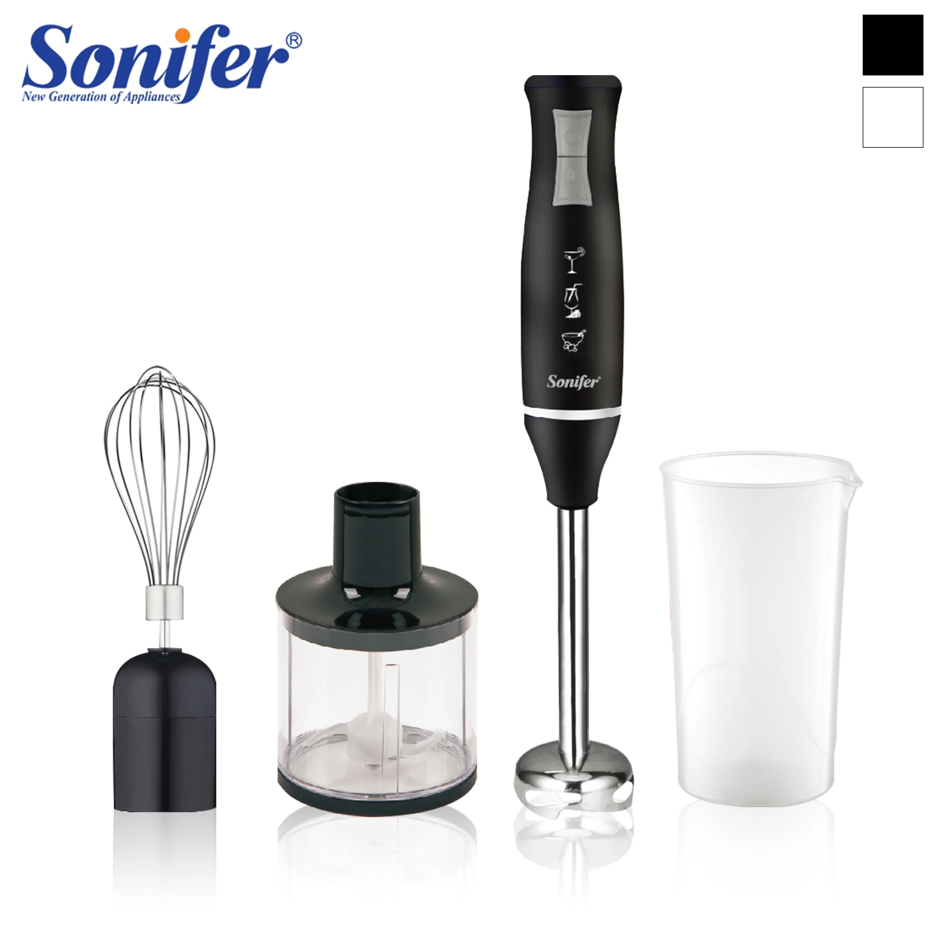 3 in 1 Immersion Blender Hand Food Mixer Includes Chopper and 700ml Smoothie Cup Stainless Steel Ice Blades Whisk Sonifer