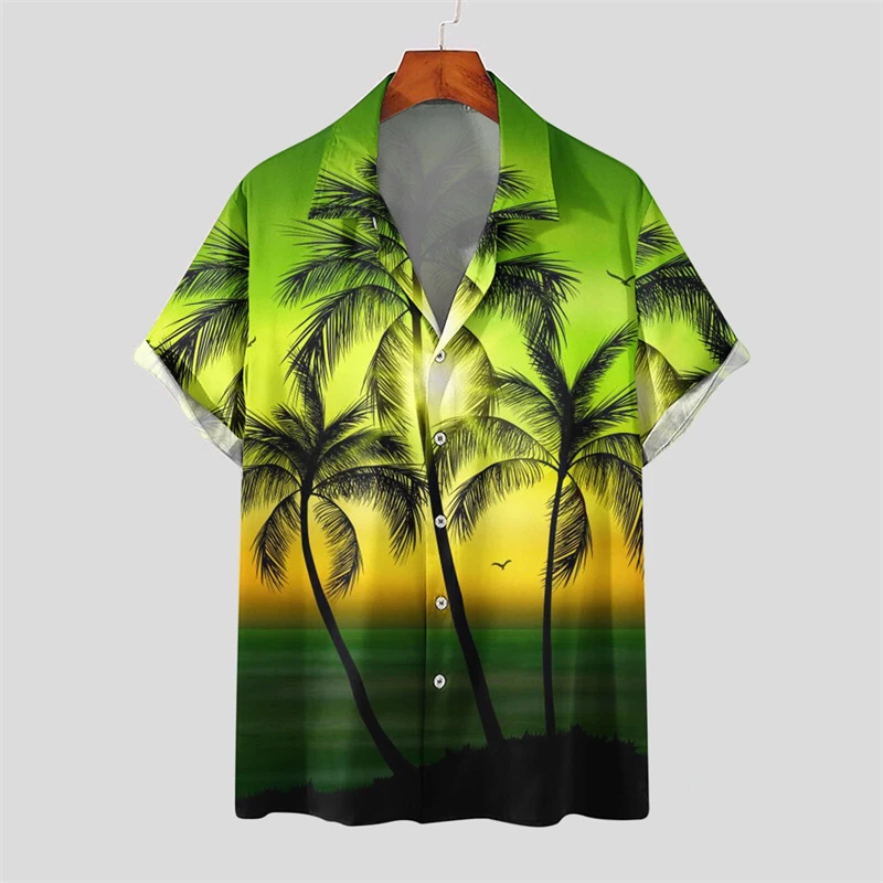 Nuevas camisas hawaianas para hombre, estilo tropical, estampado de flores, camisas Aloha de manga corta, estilo cubano, camisas informales de verano para vacaciones de gran tamaño