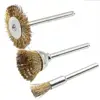 15Pcs Brass Brush Steel Wire Wheels Brushes Electric Drill Rotary Tool Polishing Dremel Rotary Tool Metal Rust Removal Brush Set 3