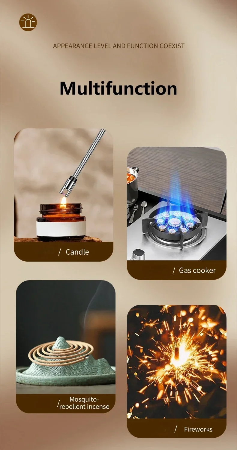 360° Use Long Hose Electric USB Arc Lighter Home Candle