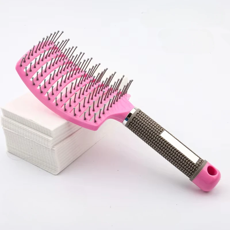 Curly Hair Detangling Brush with Scalp Massaging Bristles - Fluffy Salon Styling Tool