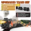 Retro Steam Train Track Toy Set with Smokes,Lights, Sound,Tracks,Electric Toy Train with Locomotive Engine,Cargo Cars and Tracks 3