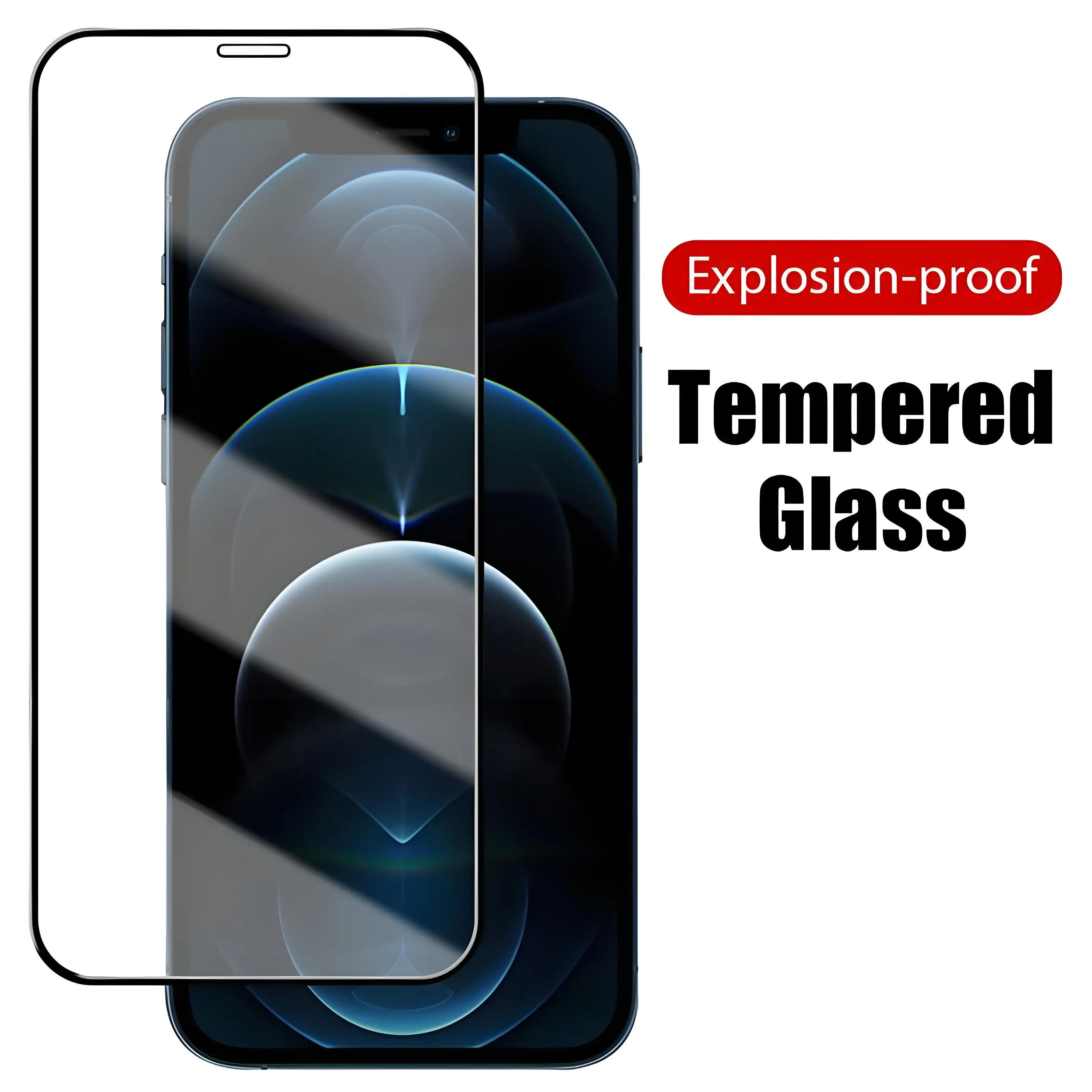 iPhone17 16 15 14 Pro Max、iPhone 7 8 6 6s Plus、12 Pro Max用フルカバー保護ガラスフィルム、スクリーンプロテクター