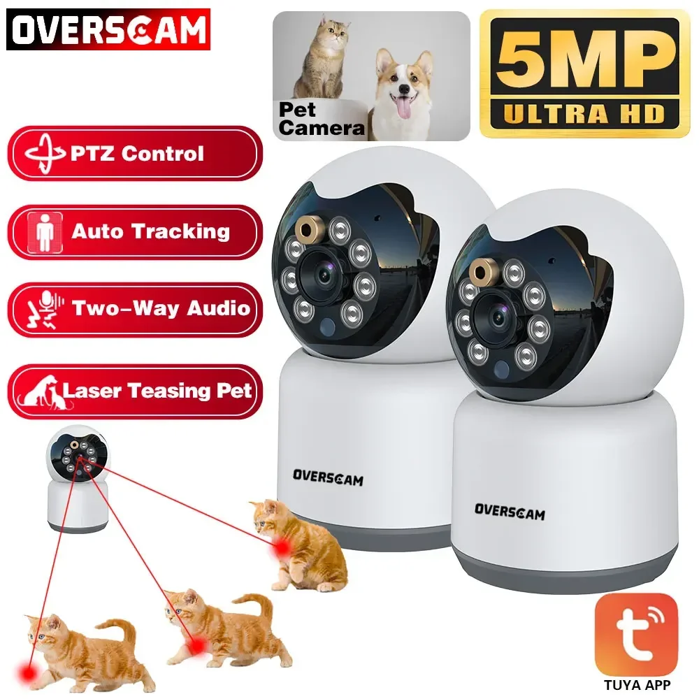 TUYA WiFi Camera 5MP Home View Security Baby Elder Laser Pet Gimbal Head Shaking Machine Camera Monitor Protection Audio Camera laser engraving machine enclosure eye protection vent protective cover fireproof for tts ts2 cnc cutting enclosure 800x800mm