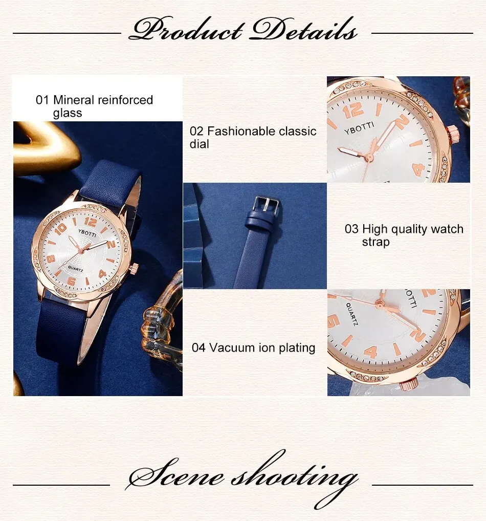 S00707d786bf645e2bc958ed542003e5cZ Women's Fashion Quartz Watch Female Clock Blue Leather Band Luxury Brand Design Women Watches Simple Ladies Dress Wrist Watch Mallzona