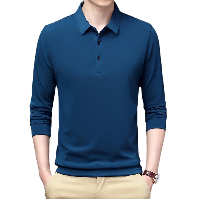 

Autumn Long Sleeve T-Shirt Men Golf Clothing 2024Casual Business Polo Shirts Lapel Solid Plain Shirt