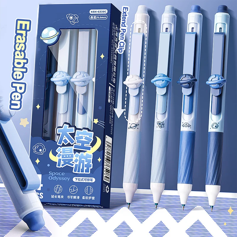 4-Pack Erasable Gel Pens with Replaceable Cores for Smooth, Quick-Drying Writing