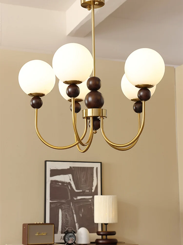 French medieval chandelier magic bean cream wind lamp American retro living room and study lamp