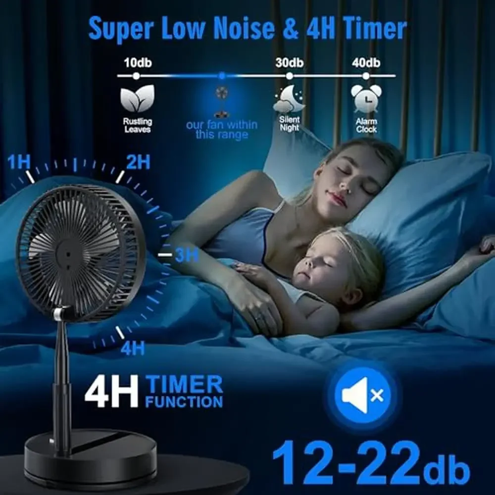 Portable Rechargeable Oscillating Desk Fan with Remote