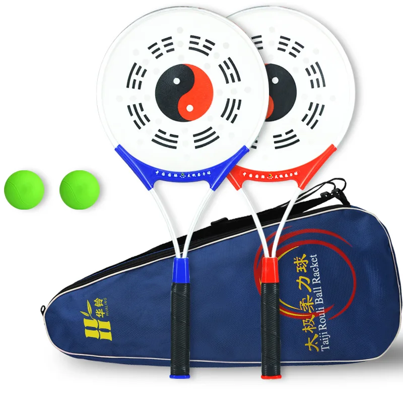 Tai Chi Racket Set 2 Rackets 2 Balls 1 Bag Self Defense Racket Wushu Accessories