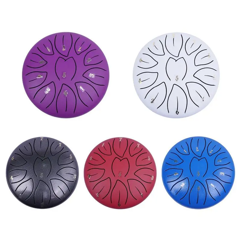 6 inches 11 Notes Hand Drums Ethereal Drum Rain Drum Instrument Portable Steel Tongue Meditation for Music Education
