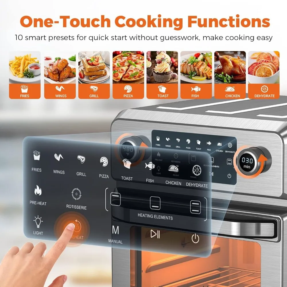 Air Fryers,16-Quart,10-in-1,1700W Convection Oven,Temperature Control,Countertop Combo,Programmable, Air Fryers 4