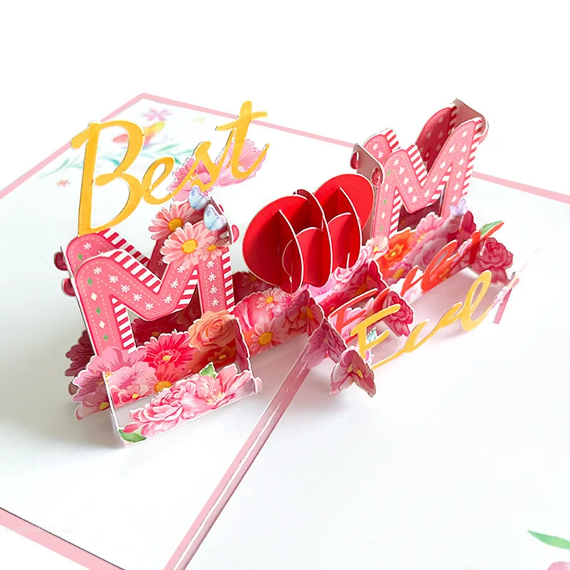 Happy Mothers Day Card Mother's Day Card 3D Pop-Up Greeting Cards Best Mom Forever for Mom Birthday Gifts