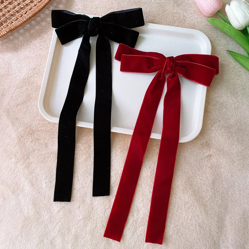 Elegante Korea Lange Band Fliege Haar Clips Haarnadeln Frauen Mädchen Kind Barrettes Zubehör Haarspange Kopfbedeckung Kopfschmuck Ornament – Detail 8