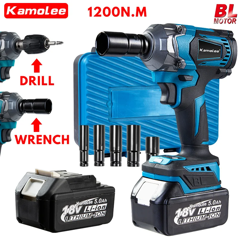 

Kamolee Electric Wrench DTW500 Brushless Cordless 1200 N.m Included Battery and Charger Compatible with 18V Makita Battery