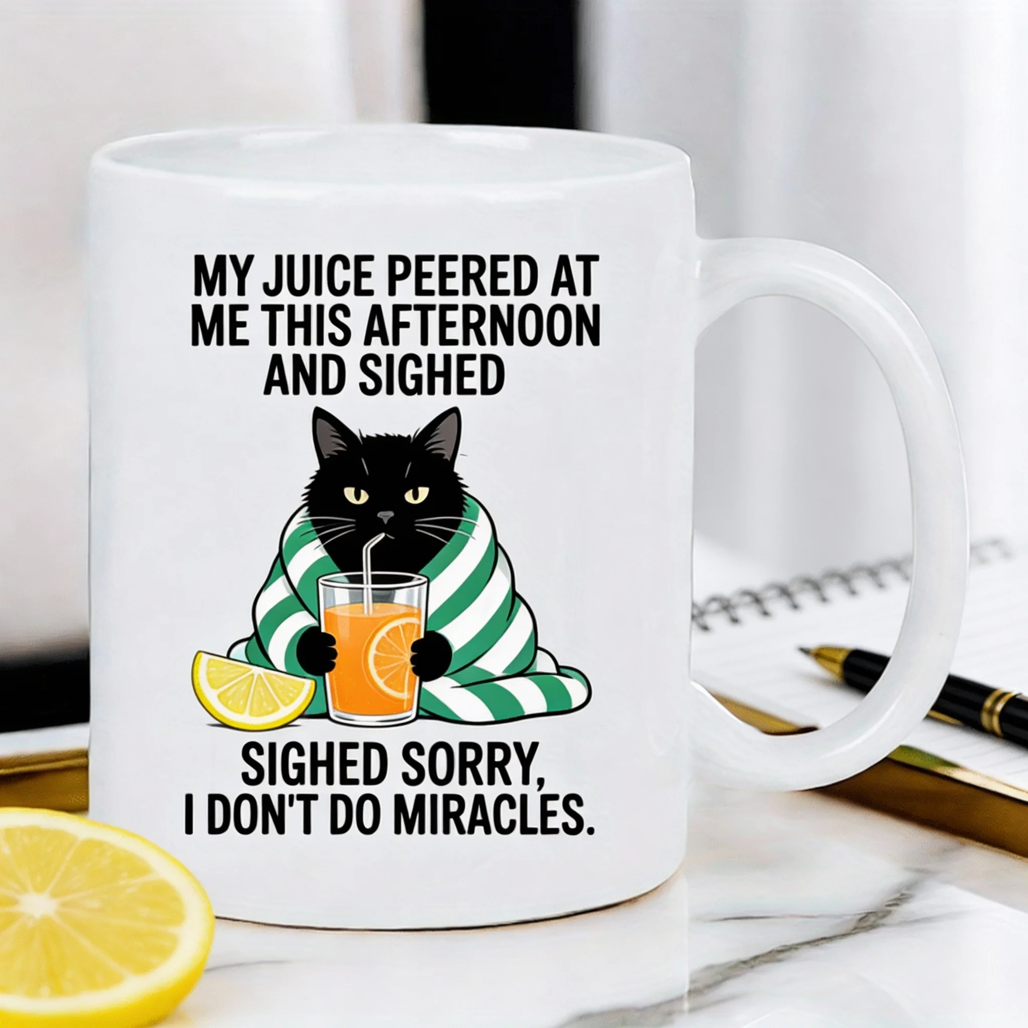„Tut mir leid, ich vollbringe keine Wunder“ – Lustige Tasse (320 ml) – Witziges Geschenk für Katzenliebhaber und Kaffeesüchtige, spülmaschinenfest_voghion.com