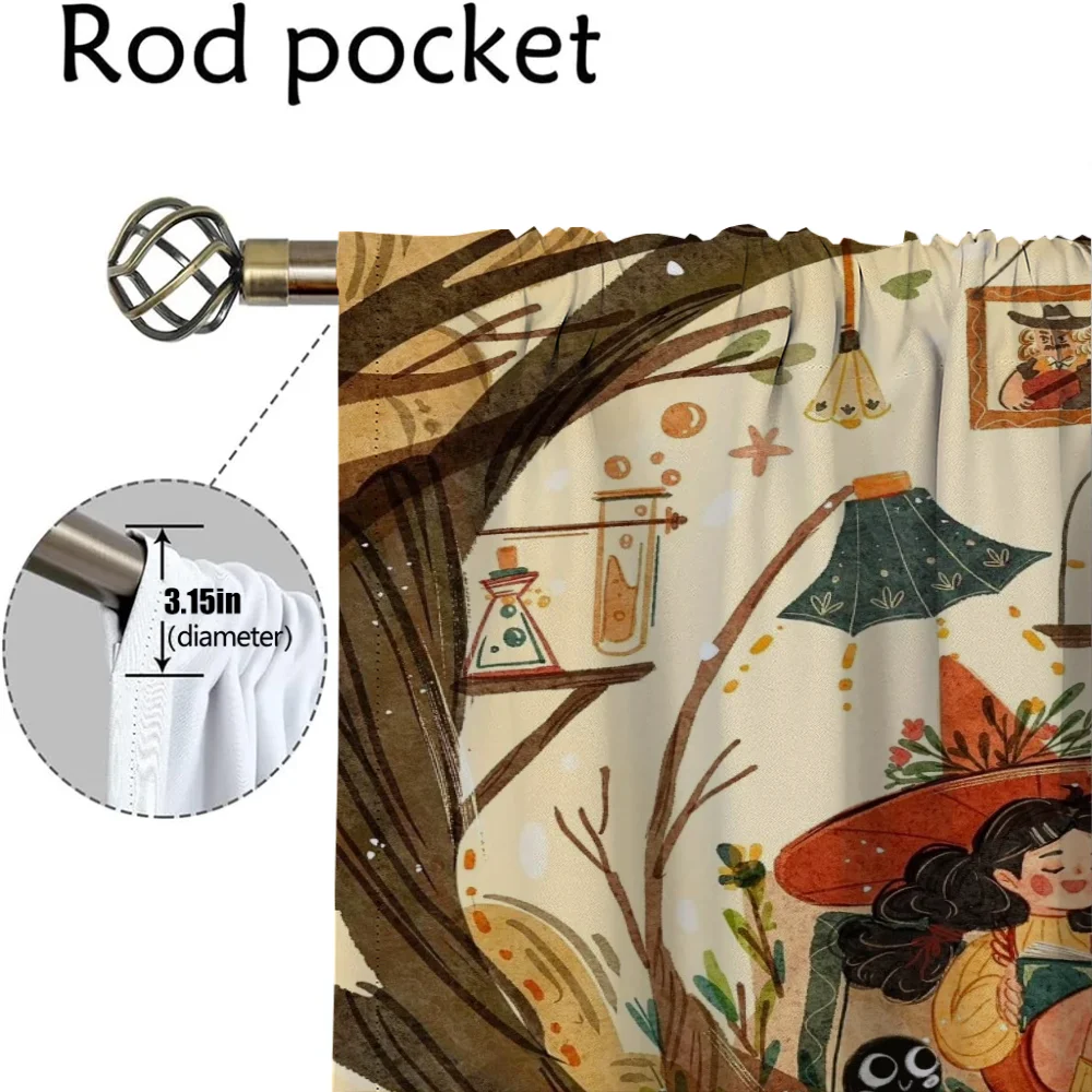 Autmn Girl Kitchen Curtains 2 Pieces Elegant Room Curtains for Living Room Shades Tulle for Bedroom Blackout Curtain Partition 4