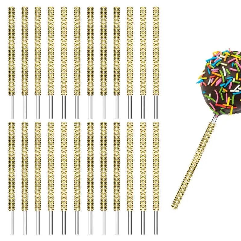 

Рождественские палочки 5,9 дюйма, палочки для яблок, торта, 24 шт., палочки для фруктов с кристаллами, палочки для свадебного торта, шоколадной карамели
