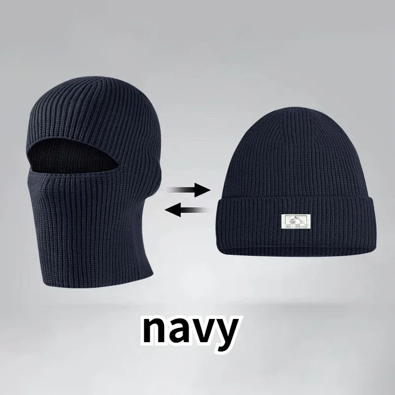 Gorros con máscara de invierno 2 en 1, gorros con pasamontañas de punto cálidos a prueba de viento, gorro de esquí de cara completa, gorro táctico con orejeras para ciclismo